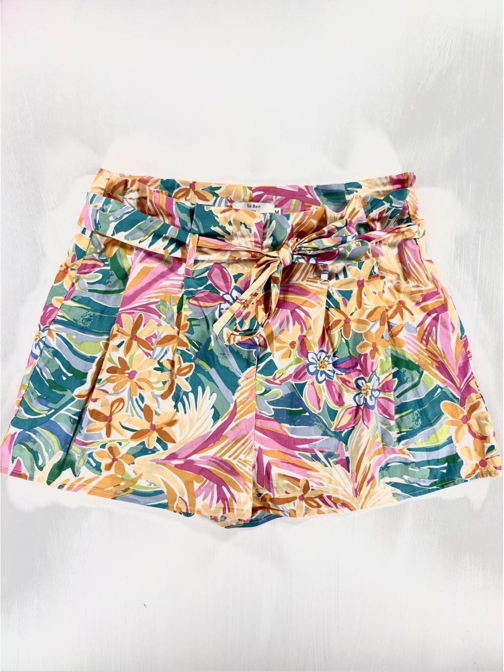 Le Bain par Molly Bracken Tropical Floral Paperbag Shorts Size M